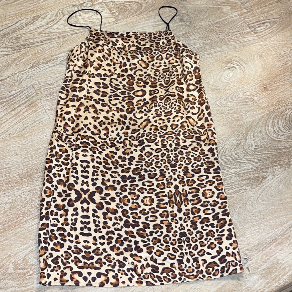 TOPSHOP Dress Womens Size 4 Brown Black Leopard Animal Print